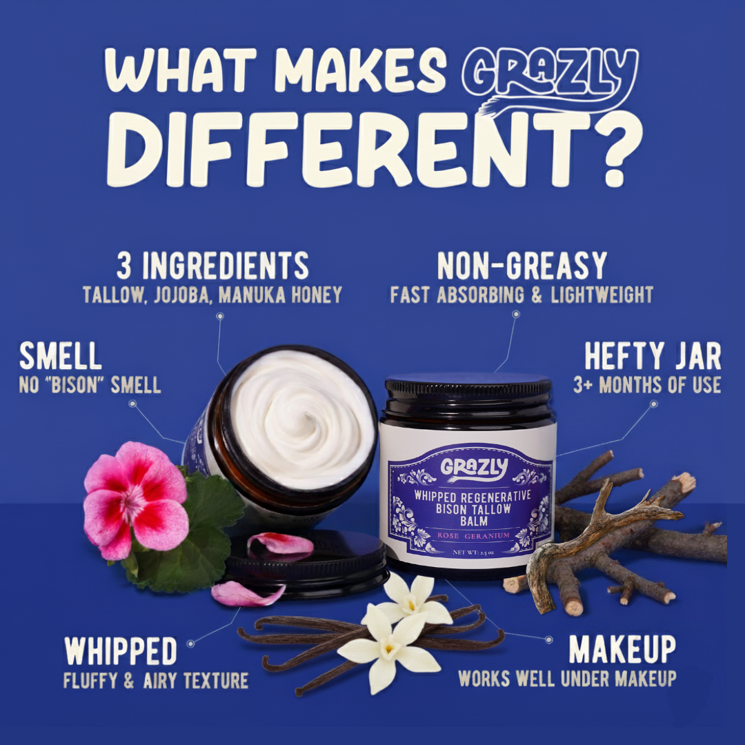 Grazly Whipped Bison Tallow & Manuka Honey Balm — 2.5 oz